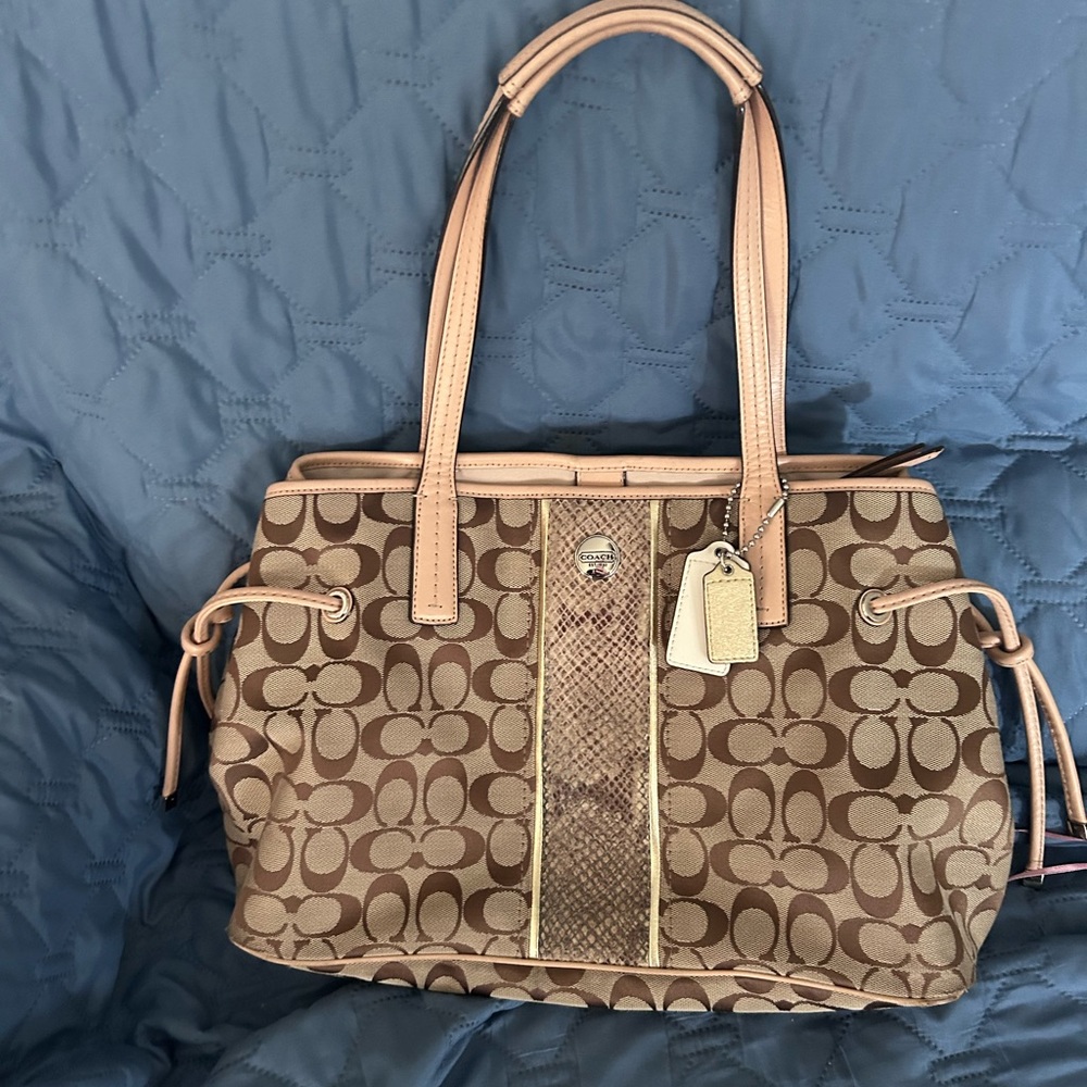 Authentic Coach Signature Stripe Python Stripe Ca… - image 1